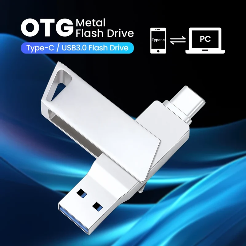 New Metal Type-C Rotatable USB 3.0 Flash Drive 32GB Computer And Phone Dual-Use Rotating Design Durable Data Storag Pen Drives