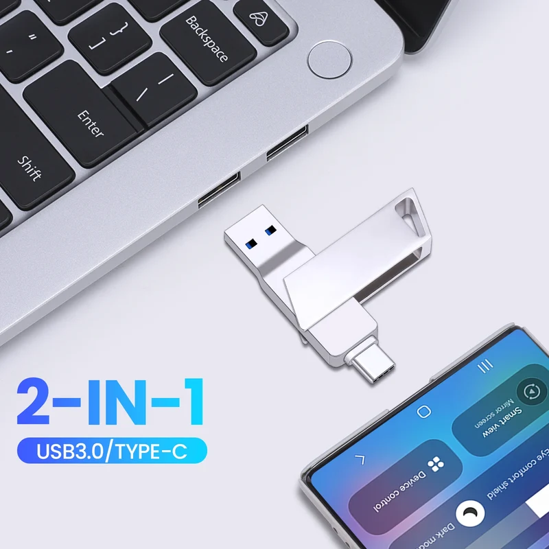 New Metal Type-C Rotatable USB 3.0 Flash Drive 32GB Computer And Phone Dual-Use Rotating Design Durable Data Storag Pen Drives