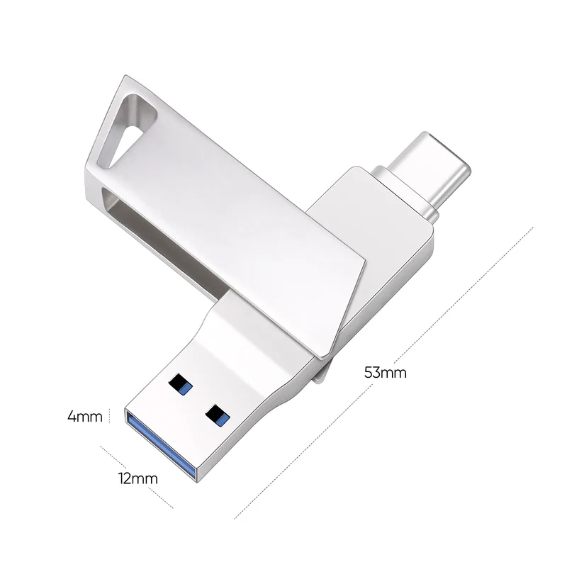 New Metal Type-C Rotatable USB 3.0 Flash Drive 32GB Computer And Phone Dual-Use Rotating Design Durable Data Storag Pen Drives