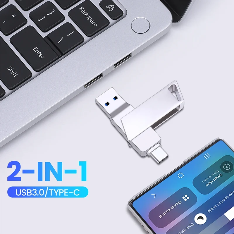 New Metal Type-C Rotatable USB 3.0 Flash Drive 32GB Computer And Phone Dual-Use Rotating Design Durable Data Storag Pen Drives