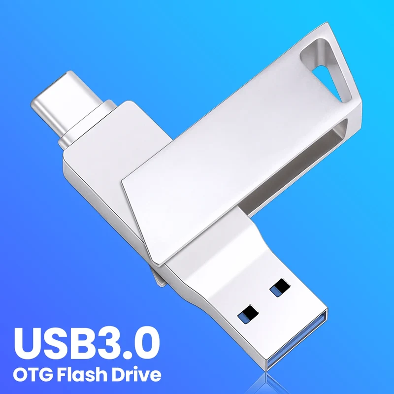 New Metal Type-C Rotatable USB 3.0 Flash Drive 32GB Computer And Phone Dual-Use Rotating Design Durable Data Storag Pen Drives