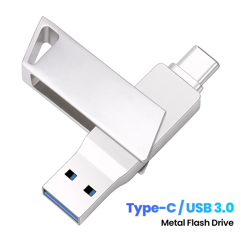 New Metal Type-C Rotatable USB 3.0 Flash Drive 32GB Computer And Phone Dual-Use Rotating Design Durable Data Storag Pen Drives