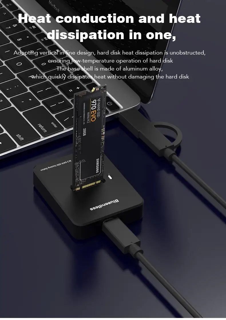 Blueendless External SSD Hard Disk M.2 SSD Enclosure 10Gbps Online Reading Writing Speed SSD Case For SATA NVME Docking Station