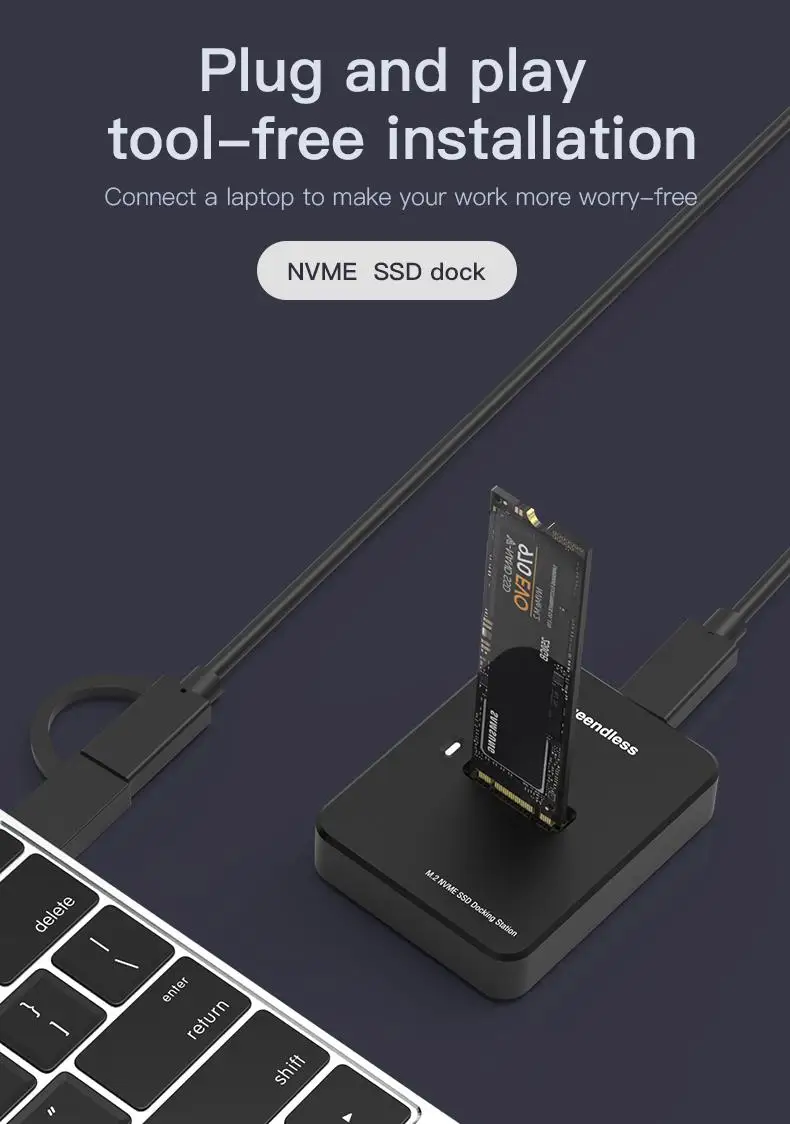 Blueendless External SSD Hard Disk M.2 SSD Enclosure 10Gbps Online Reading Writing Speed SSD Case For SATA NVME Docking Station