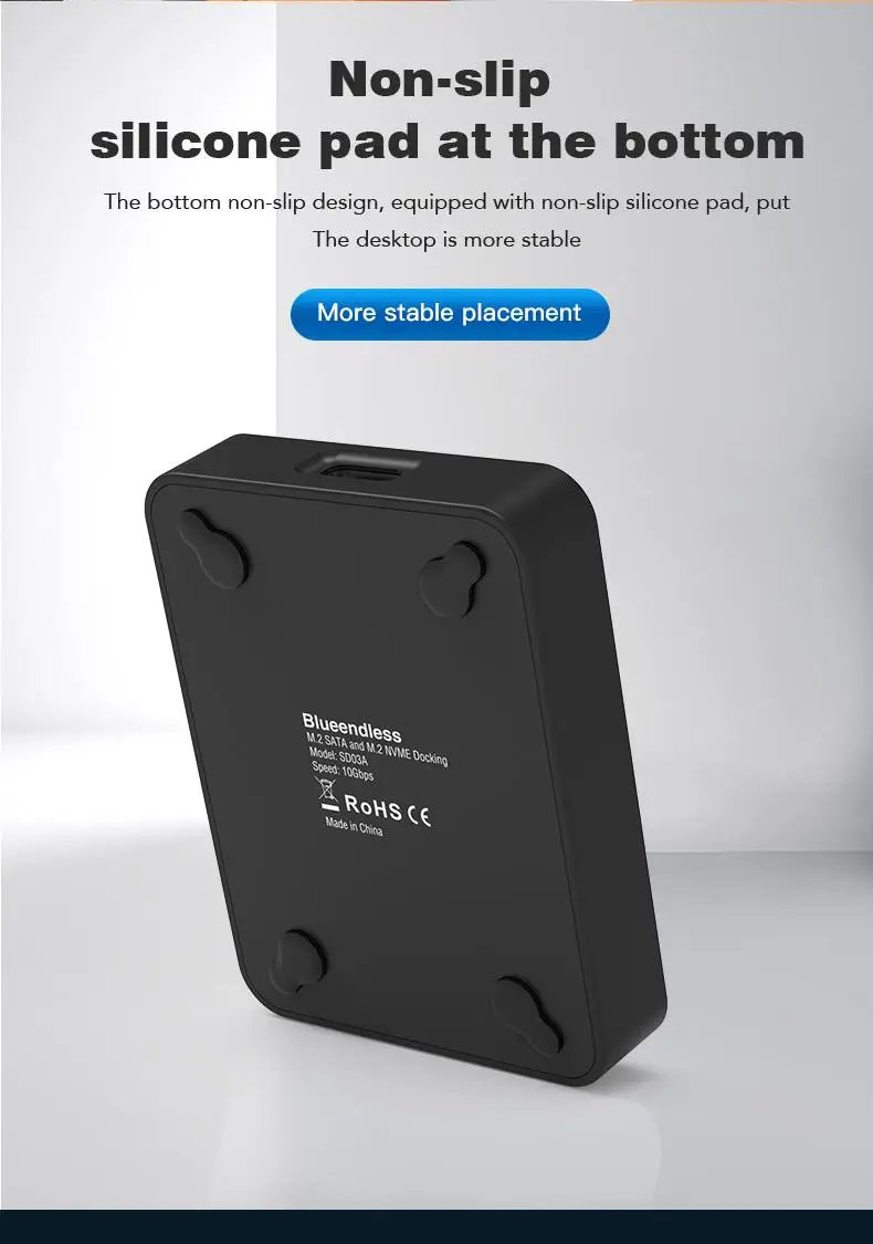 Blueendless External SSD Hard Disk M.2 SSD Enclosure 10Gbps Online Reading Writing Speed SSD Case For SATA NVME Docking Station