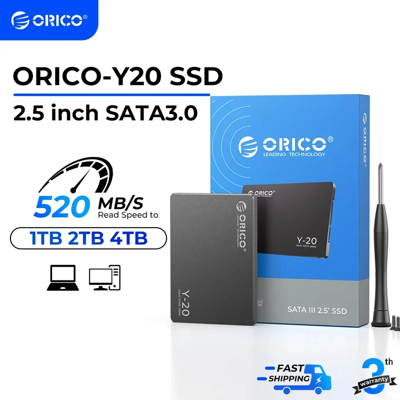 ORICO 1TB SATA SSD 2.5 Inch Internal Solid State Drive up to 500MB/s SATA III 6Gbps Desktop Laptop NAS DIY External Drive Y20