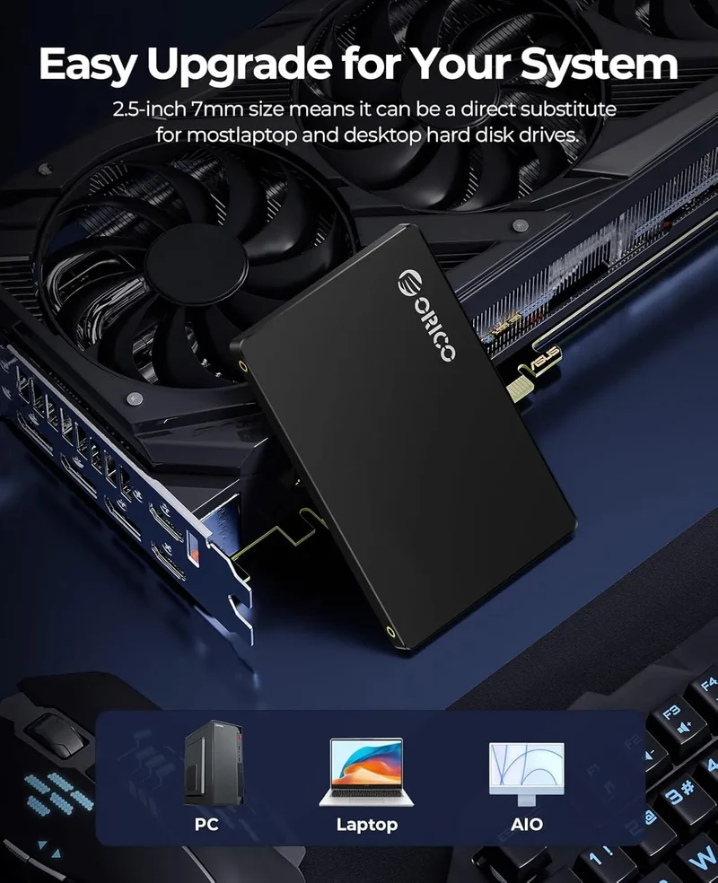 ORICO 1TB SATA SSD 2.5 Inch Internal Solid State Drive up to 500MB/s SATA III 6Gbps Desktop Laptop NAS DIY External Drive Y20
