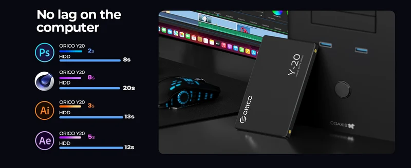 ORICO 1TB SATA SSD 2.5 Inch Internal Solid State Drive up to 500MB/s SATA III 6Gbps Desktop Laptop NAS DIY External Drive Y20