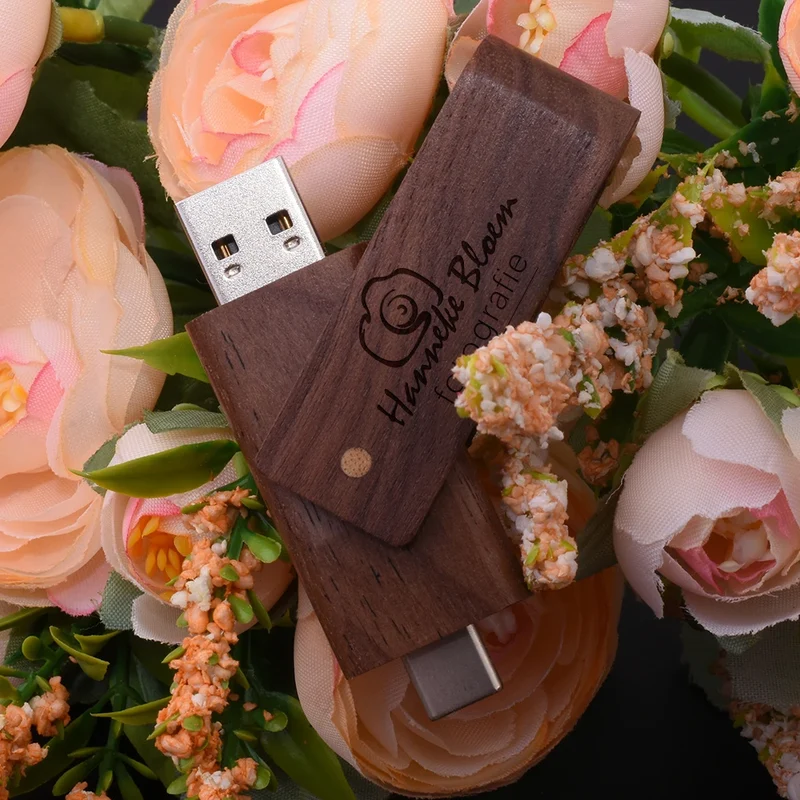 USB3.0 Wooden TYPE-C Free Custom Logo USB 3.0 Flash Drive 128GB Rotatable Pen Drive 64GB Memory Stick Creative Gift Pendrive