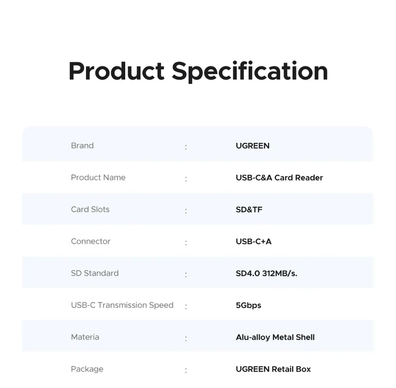 UGREEN USB C SD 4.0 Card Reader USB Memory Card Reader 312MB/s USB3.0&USB C to SD Micro SD TF Card for PC Laptop UHS-II/UHS-I