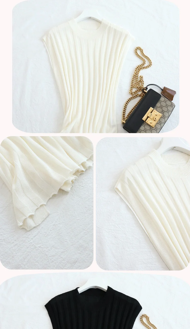 Tangge Summer Silk and Cotton Micro-elastic Women's Sleeveless T-shirt Mulberry Silk Thin Base Shirt Women's Vest Breathable