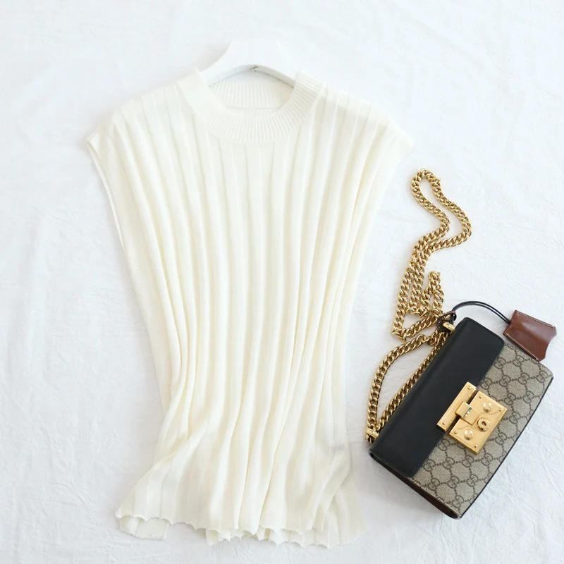 Tangge Summer Silk and Cotton Micro-elastic Women's Sleeveless T-shirt Mulberry Silk Thin Base Shirt Women's Vest Breathable