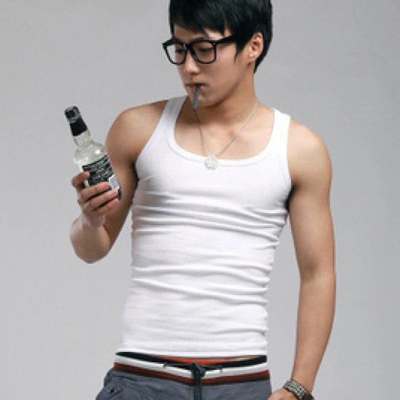 Men's Square Collar Cotton Vest Men's Summer Fitness Tight-fit Sports Base Square Collar Vest Men's Slim-fit Vest Wholesale