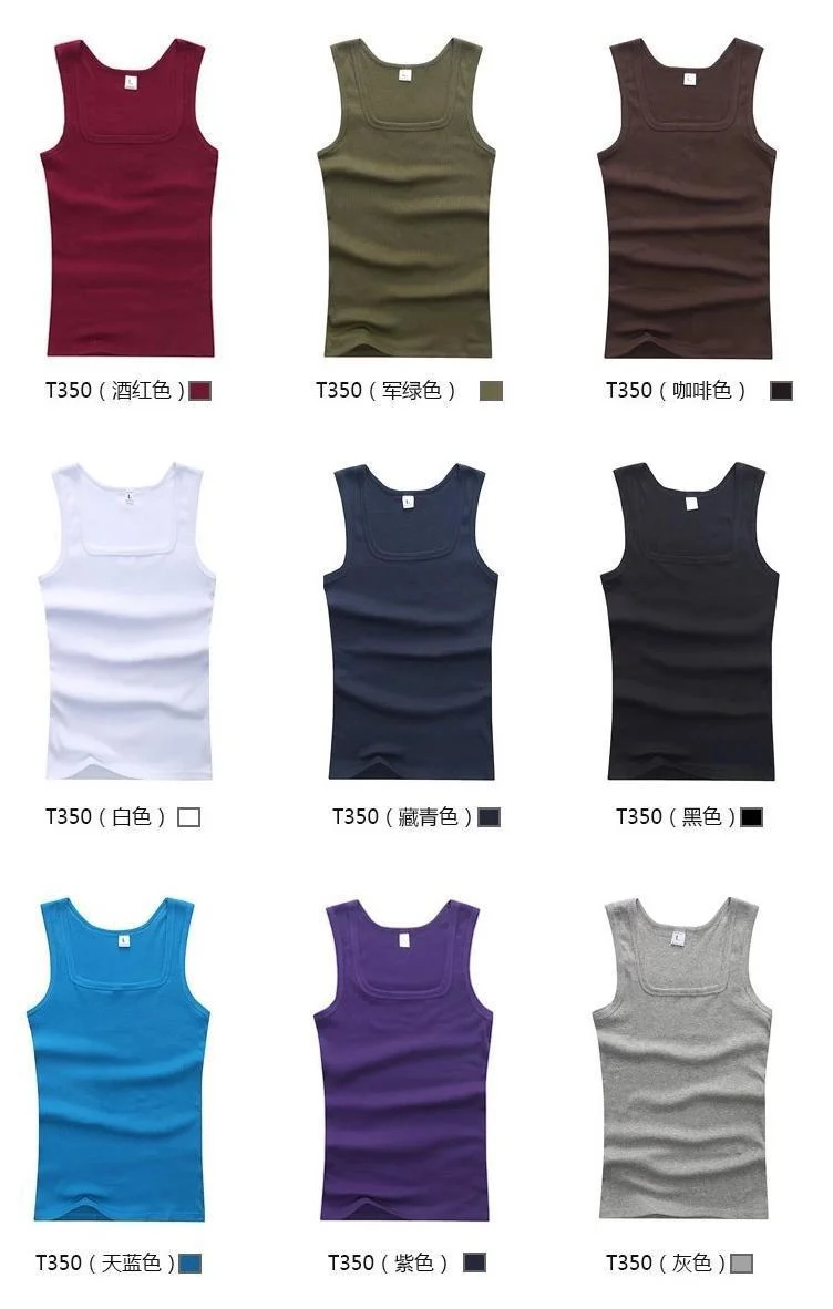 Men's Square Collar Cotton Vest Men's Summer Fitness Tight-fit Sports Base Square Collar Vest Men's Slim-fit Vest Wholesale