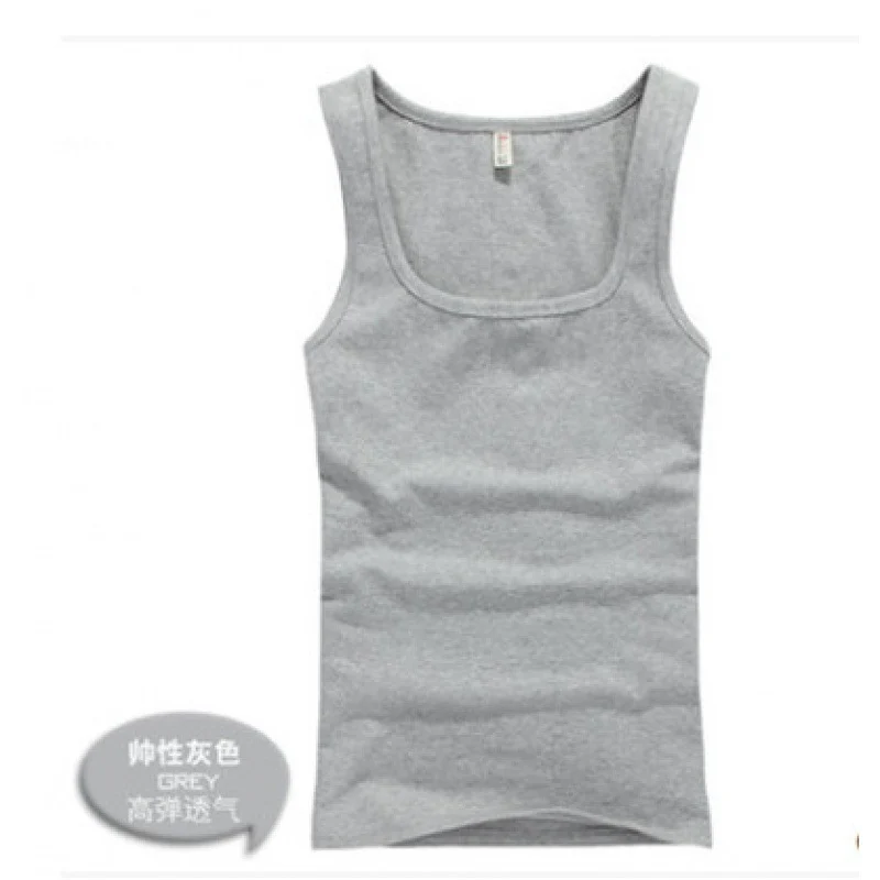 Men's Square Collar Cotton Vest Men's Summer Fitness Tight-fit Sports Base Square Collar Vest Men's Slim-fit Vest Wholesale