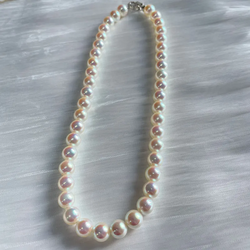Polar Aurora Mirror Akoya Pearl Necklace Horseshoe Buckle Faux Mabel-like Powder Light Tien Female Clavicle Chain