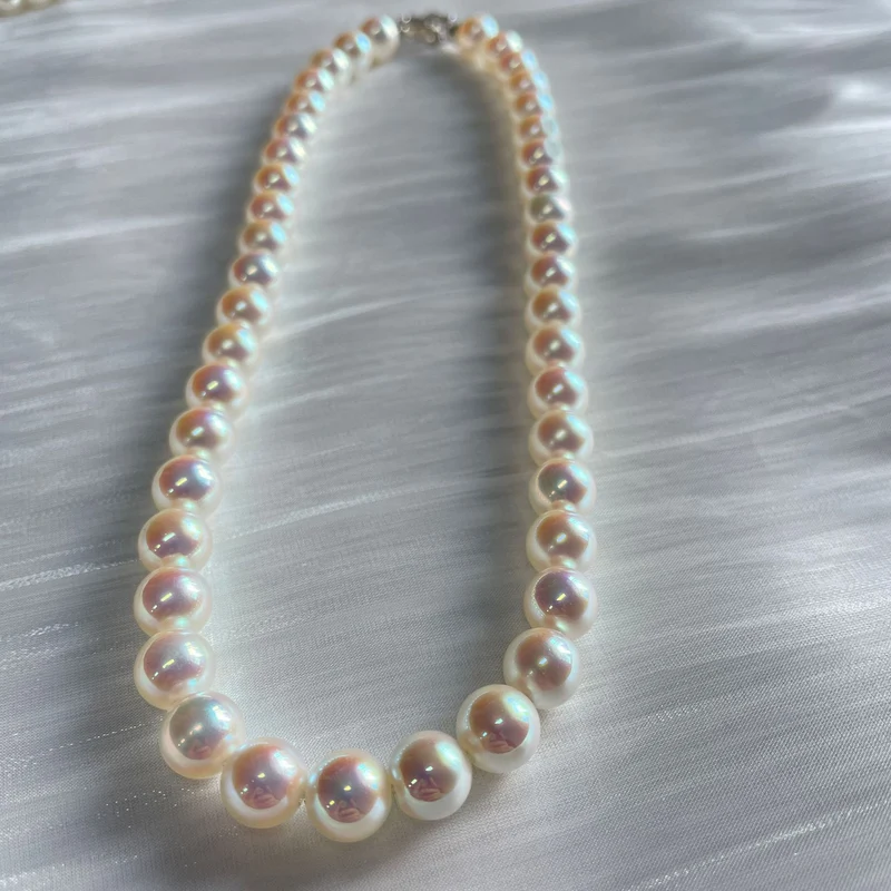 Polar Aurora Mirror Akoya Pearl Necklace Horseshoe Buckle Faux Mabel-like Powder Light Tien Female Clavicle Chain