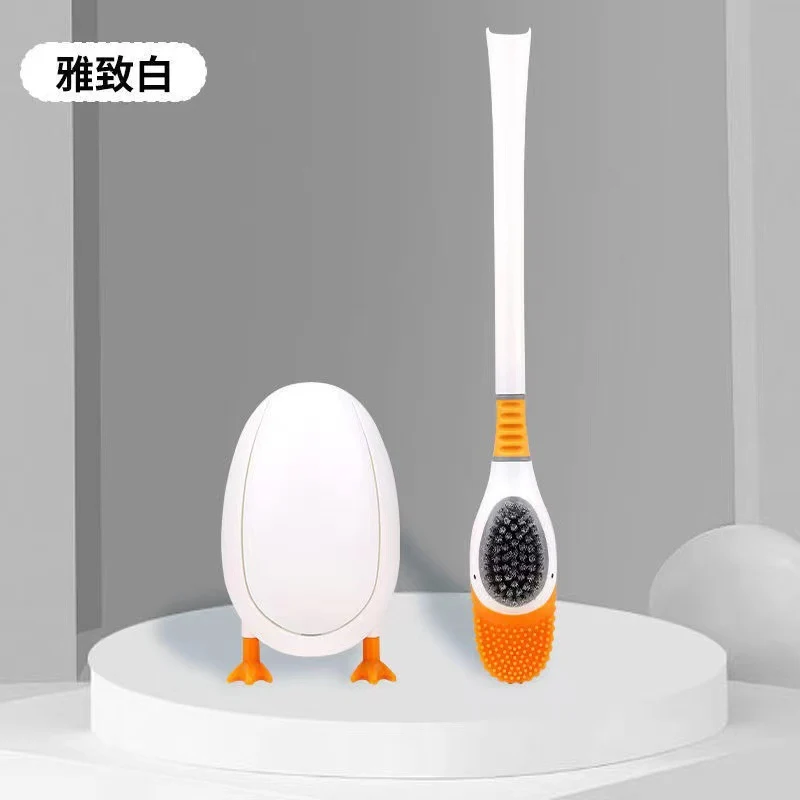 [Patented Authentic] New Diving Cartoon Duck Silicone Toilet Brush Home with Base Cleaning Set Bathroom
