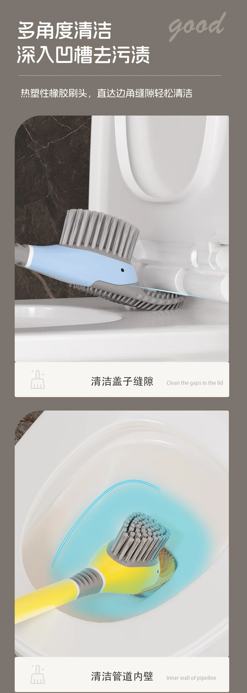 [Patented Authentic] New Diving Cartoon Duck Silicone Toilet Brush Home with Base Cleaning Set Bathroom