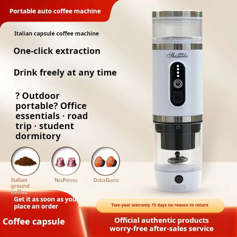 19 Bar Automatic Stainless Steel 3-in-1 Multi-Capsule Coffee Maker Household 19 Bar USB Battery Electric Machine French Langua