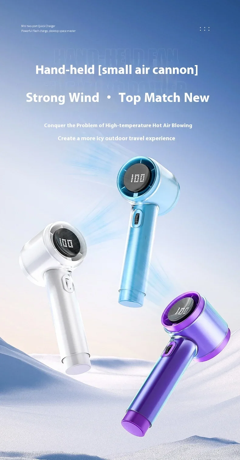 RYW Fan Factory FS2553 Portable 3000mAh USB Rechargeable Foldable Touch Control Handheld Fan Flashlight for Students Car Outdoor