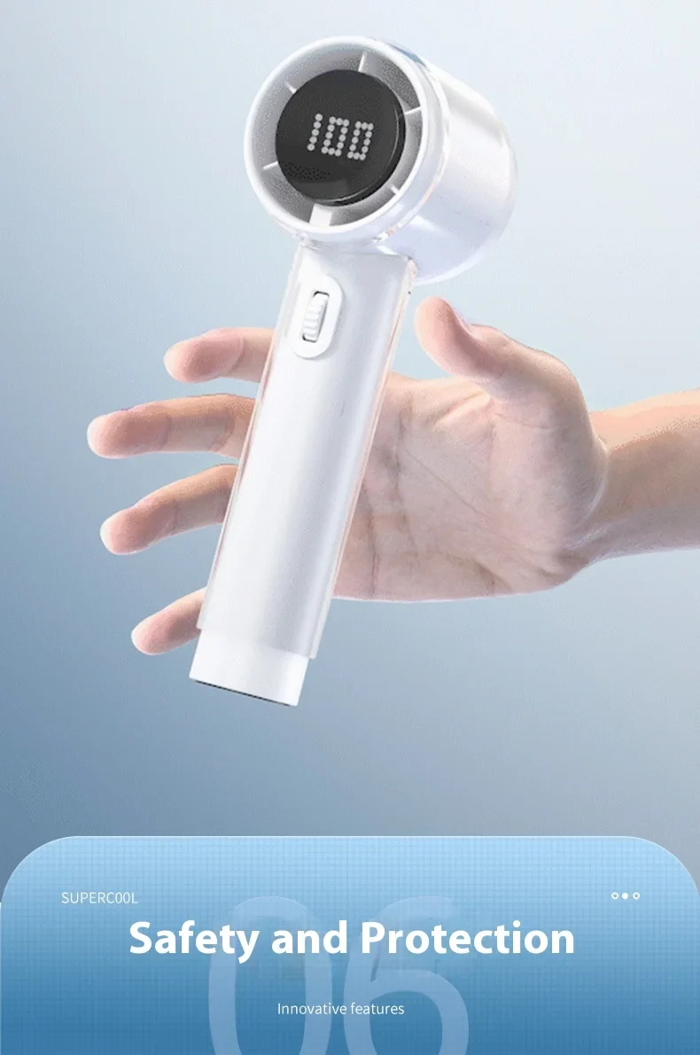 RYW Fan Factory FS2553 Portable 3000mAh USB Rechargeable Foldable Touch Control Handheld Fan Flashlight for Students Car Outdoor