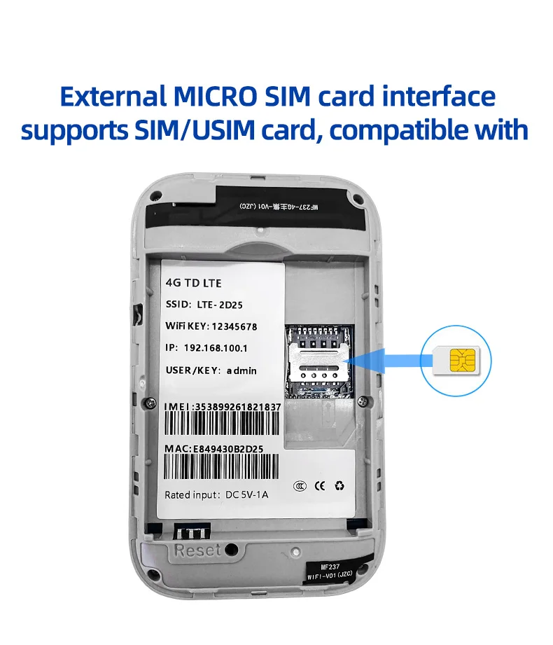 Unlocked 2100mAh Battery with SIM Card Slot 4G LTE Router Hotspot 150mbps USB Dongle Pocket Wifi Wireless Battery