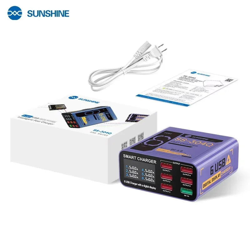 SUNSHINE SS-304Q Smart USB Charger/6 USB Ports (Phantom Gray/Night Blue/Meteor Purple)