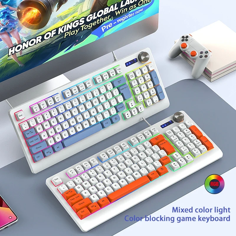 K93 New Wired Membrane RGB LED 93 Keys Mechanical USB Type C Projection Ergonomic ABS Gaming Keyboard
