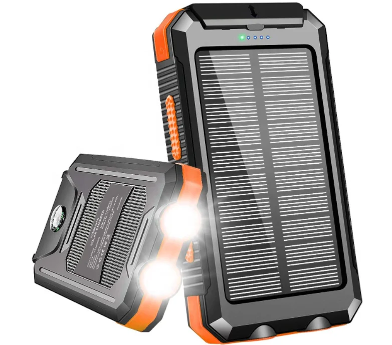 10000mah/20000mAh Fs-005 Waterproof Solar Panel Portable Power Bank Li-Polymer Battery Dual USB Cell Phone Charger