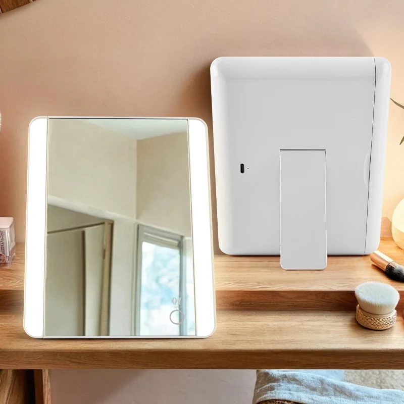 Retractable Makeup Mirror with Magnifying Glass and LED Three-color Lighting, USB Rechargeable Makeup MirrorUS Stock Available