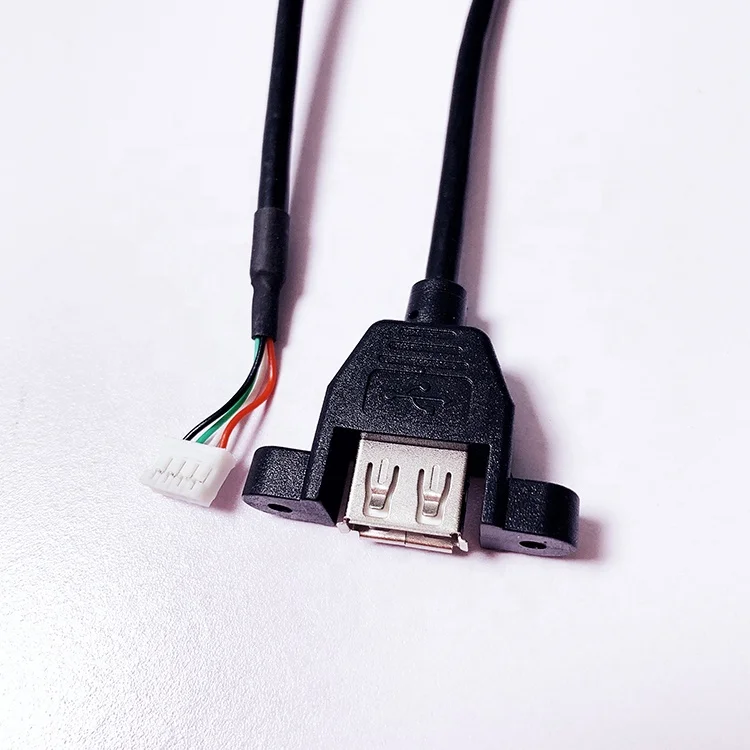 Panel Mount USB Female with Screw to JST 2.0MM Header Wire Harness Usb Cable