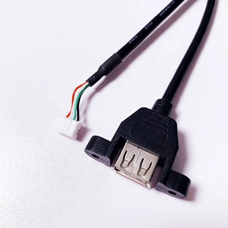 Panel Mount USB Female with Screw to JST 2.0MM Header Wire Harness Usb Cable