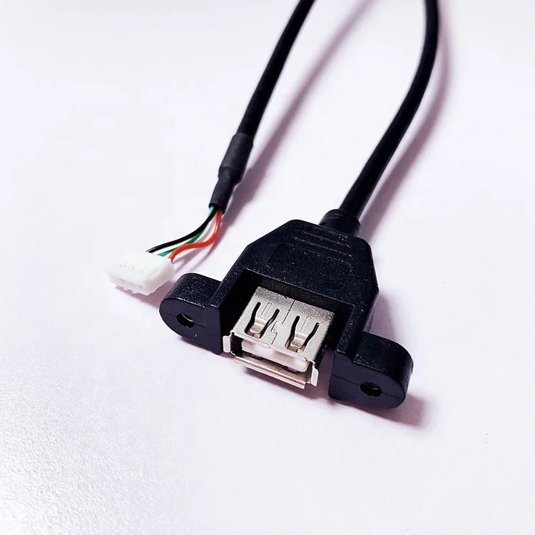 Panel Mount USB Female with Screw to JST 2.0MM Header Wire Harness Usb Cable
