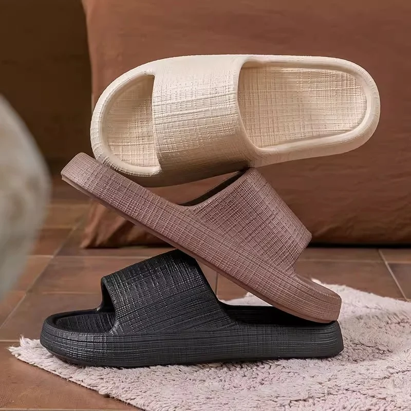 Thick-Soled Sandals for Women 2025 New Summer Home Indoor Bathing Non-Slip Simple Shit-Stepping Couple Slippers for Men