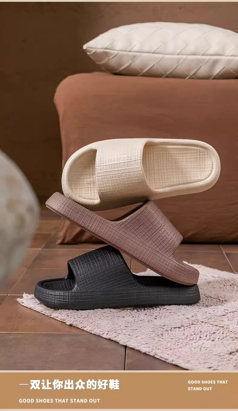 Thick-Soled Sandals for Women 2025 New Summer Home Indoor Bathing Non-Slip Simple Shit-Stepping Couple Slippers for Men