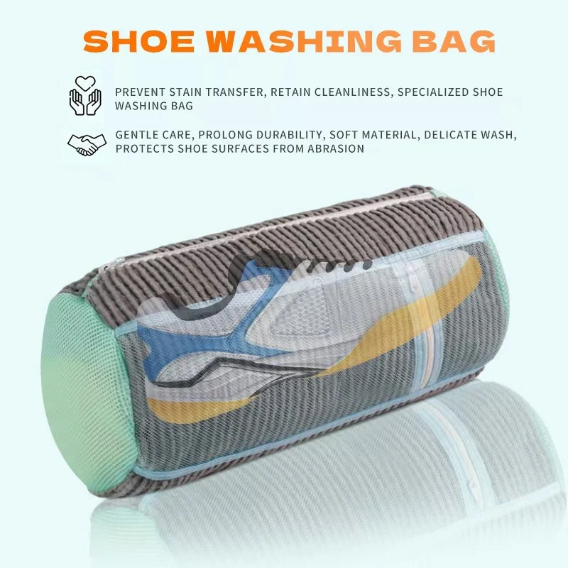 New Amazon Shoe Washing Bag with Lock, Single-Sided Mesh Chain for Laundry, Thickened Lazy Shoe Washing Bag, Machine Washable