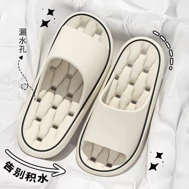 Slippers for Women, Summer Couples, Indoor Home Bathroom Bathing, Leaking, Non-Slip, Thick-Soled, Shit-Stepping Household Sandals, Slippers for Men