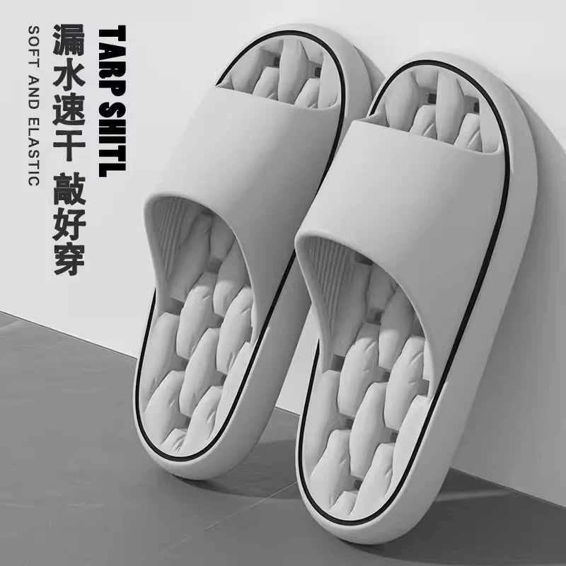 Slippers for Women, Summer Couples, Indoor Home Bathroom Bathing, Leaking, Non-Slip, Thick-Soled, Shit-Stepping Household Sandals, Slippers for Men