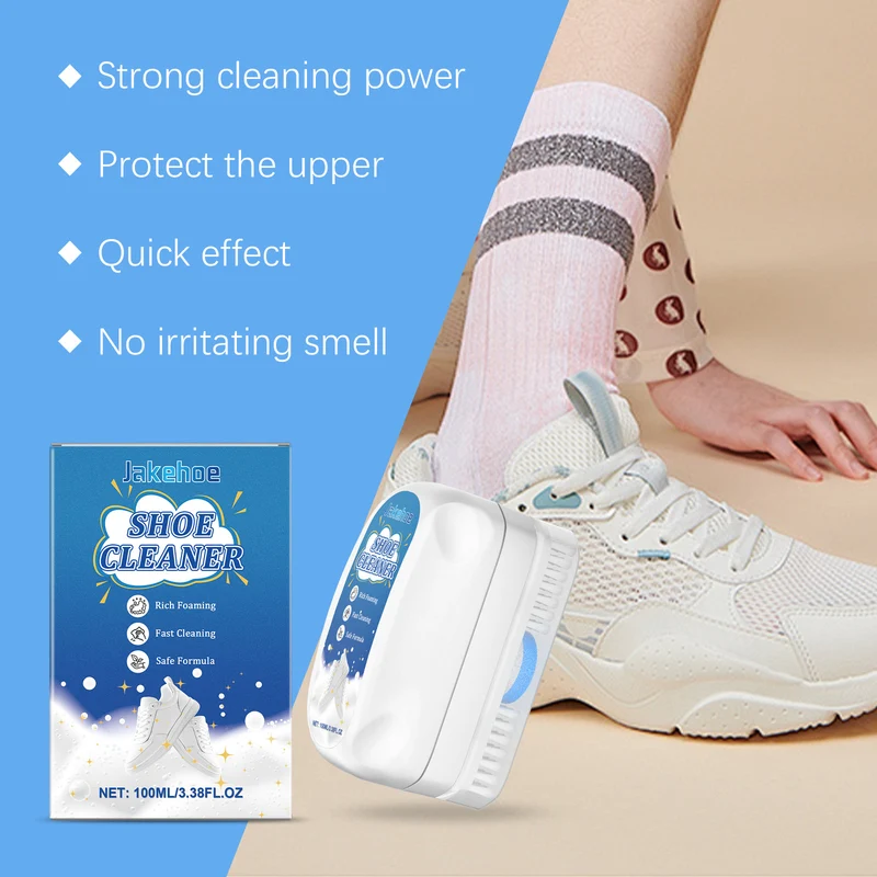 Jakehoe Sports Shoe Cleaner White Shoe Foam Cleans Quickly Removes Stains Without Damaging the Upper Comes with a Brush Head