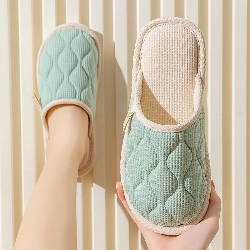 Spring and Autumn Cotton Slippers for Women, All Seasons, Winter, Indoor Home Use, Cotton and Linen Non-Slip Home Couple Wholesale Hemp Slippers for Men