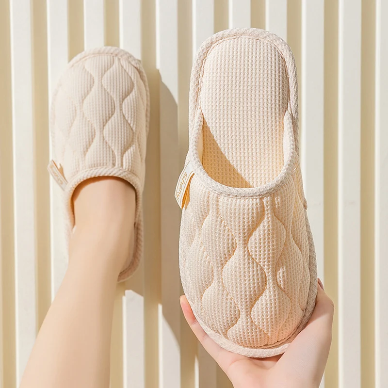Spring and Autumn Cotton Slippers for Women, All Seasons, Winter, Indoor Home Use, Cotton and Linen Non-Slip Home Couple Wholesale Hemp Slippers for Men