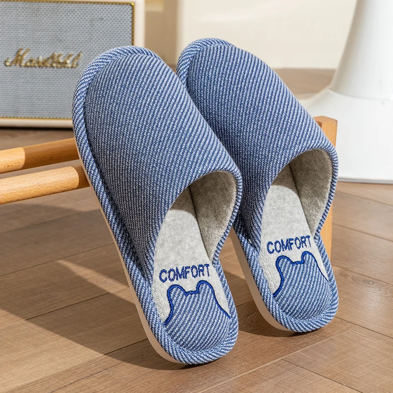 Spring and Autumn Cotton Slippers for Women, All Seasons, Winter, Indoor Home Use, Cotton and Linen Non-Slip Home Couple Wholesale Hemp Slippers for Men
