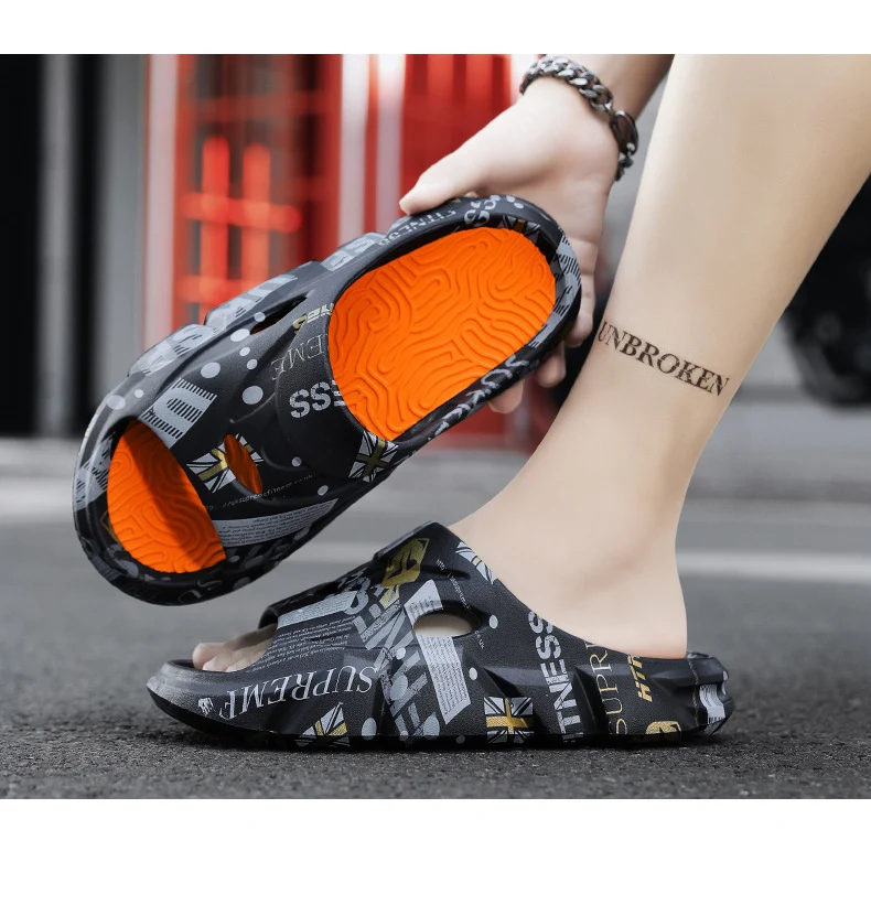Coconut Slippers for Men to Wear Outside in Summer, Non-Slip Thick Soles for Stepping on Shit, Home Bathing, Men's Outdoor Sports Beach Sandals