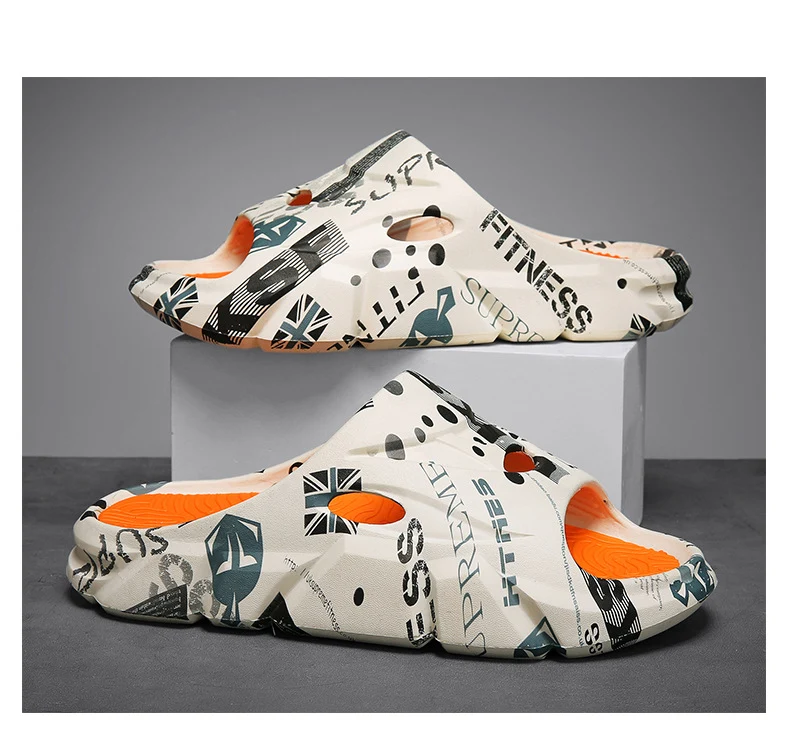 Coconut Slippers for Men to Wear Outside in Summer, Non-Slip Thick Soles for Stepping on Shit, Home Bathing, Men's Outdoor Sports Beach Sandals