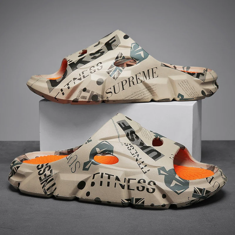 Coconut Slippers for Men to Wear Outside in Summer, Non-Slip Thick Soles for Stepping on Shit, Home Bathing, Men's Outdoor Sports Beach Sandals