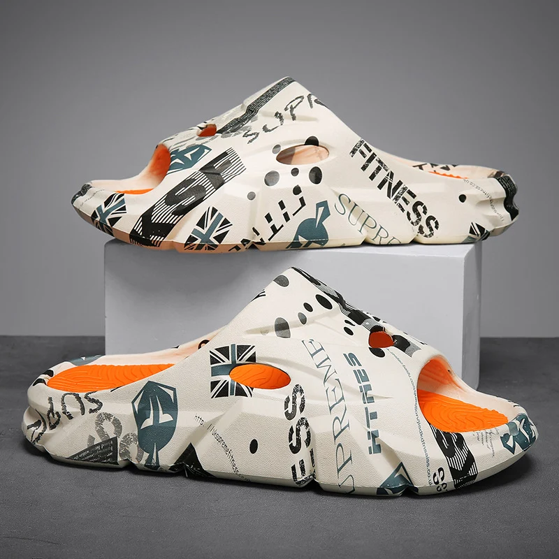 Coconut Slippers for Men to Wear Outside in Summer, Non-Slip Thick Soles for Stepping on Shit, Home Bathing, Men's Outdoor Sports Beach Sandals