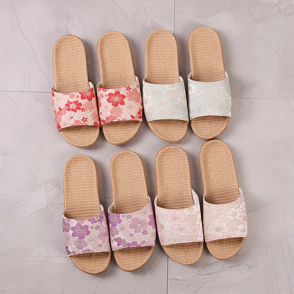 Baotou Spring & Fall Indoor Comfortable and Breathable Linen All Year Round Home Fabric Sandals for Women and Couples Floor Soft Bottom Home
