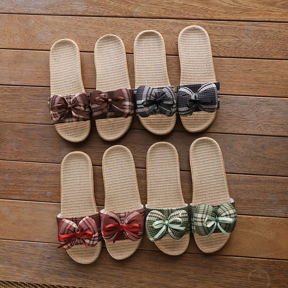 Baotou Spring & Fall Indoor Comfortable and Breathable Linen All Year Round Home Fabric Sandals for Women and Couples Floor Soft Bottom Home