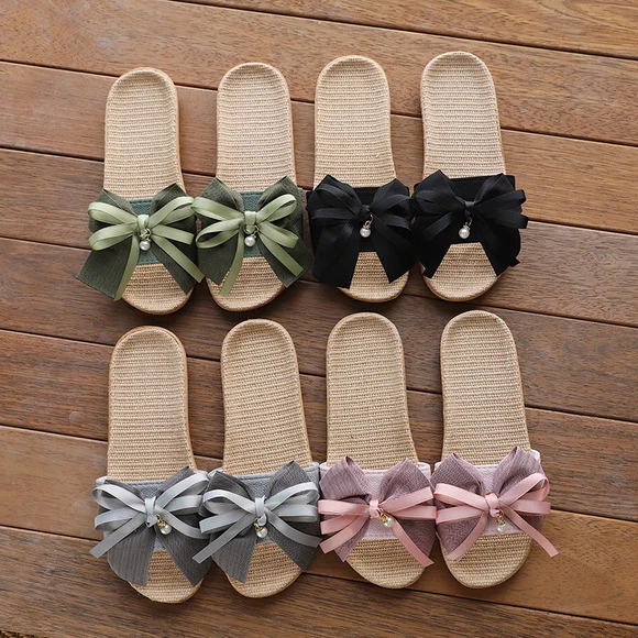 Baotou Spring & Fall Indoor Comfortable and Breathable Linen All Year Round Home Fabric Sandals for Women and Couples Floor Soft Bottom Home